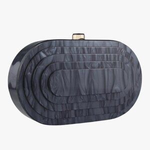 Acrylic Black Marble Clutch or Shoulder Bag (has detachable, gold chain)